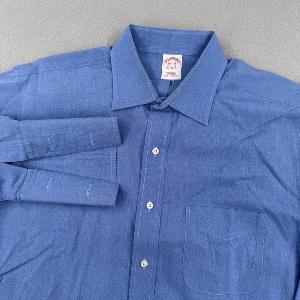 Brooks Brothers Regular Fit Long Sleeve Dress Shirt Men 16.5-36 Blue French Cuff